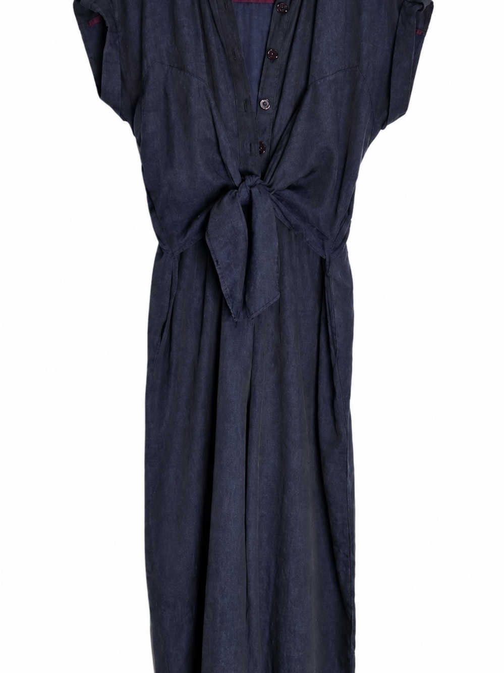 Anthropologie Ett:twa James Floral Jumpsuit navy tie waist wide leg modal blend